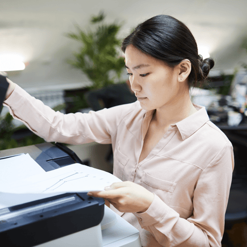 Girl scanning documents